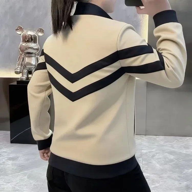 Sudaderas con cuello levantado de lujo para hombre, Sudadera con capucha empalmada a la moda, sudaderas informales cómodas y versátiles, ropa para hombre 2026
