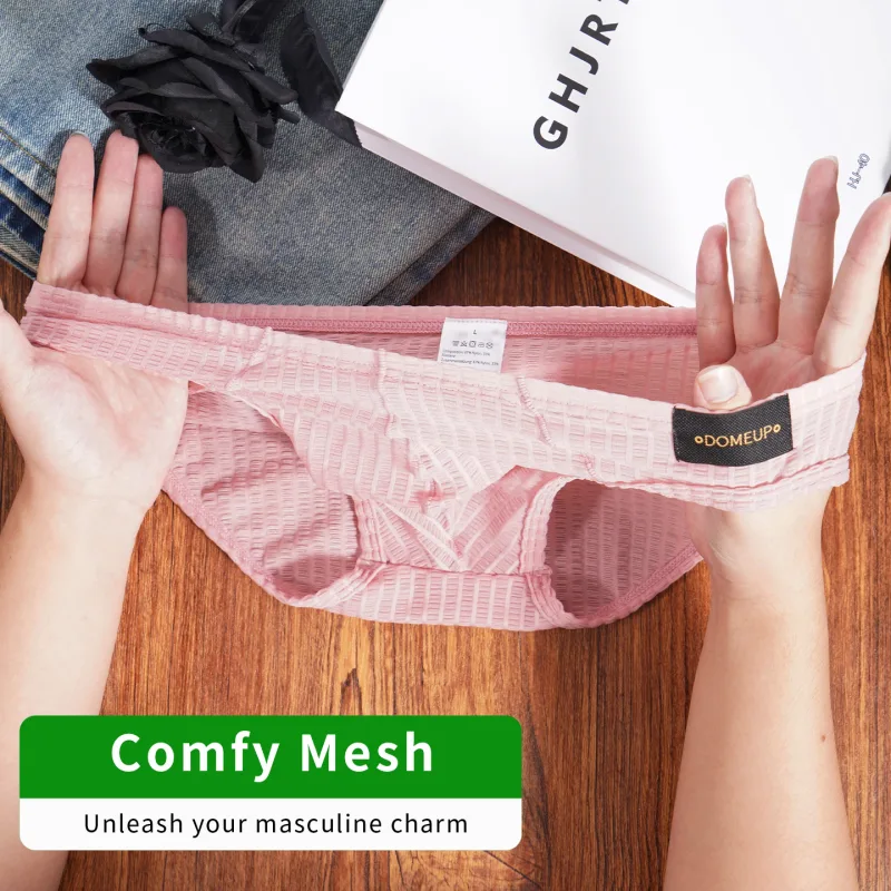 Men's Underwear Ribbed Texture Mens Brief Nylon Elastane Underpants Lightweight Thin Comfortable Male Triangle Underwear M‑XXL