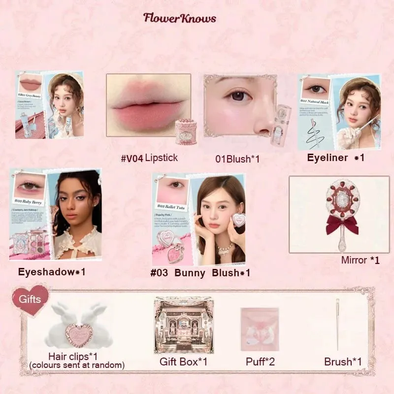 Flower Knows Strawberry Cupid Box Συλλογή Μακιγιάζ Σετ Καλλυντικά Πλήρες σετ Παλέτα Pressed Powder Blush Lipstick Κουτί δώρου