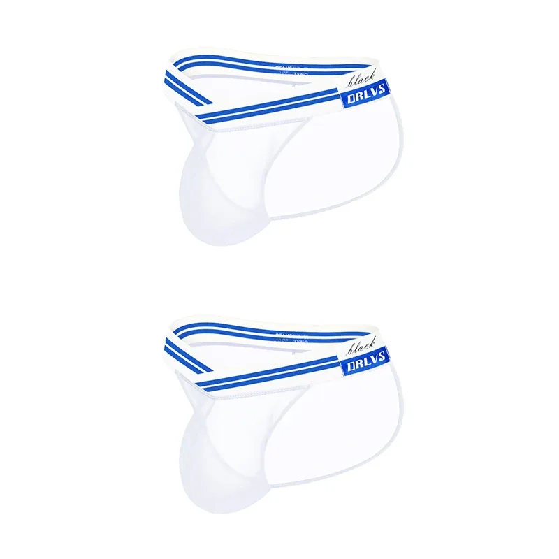 Men's Ice Silk Ultra-Thin Barely-There Mesh Sheer Briefs, Striped V-Shape Elastic Waistband Summer Daily Commute Underwear
