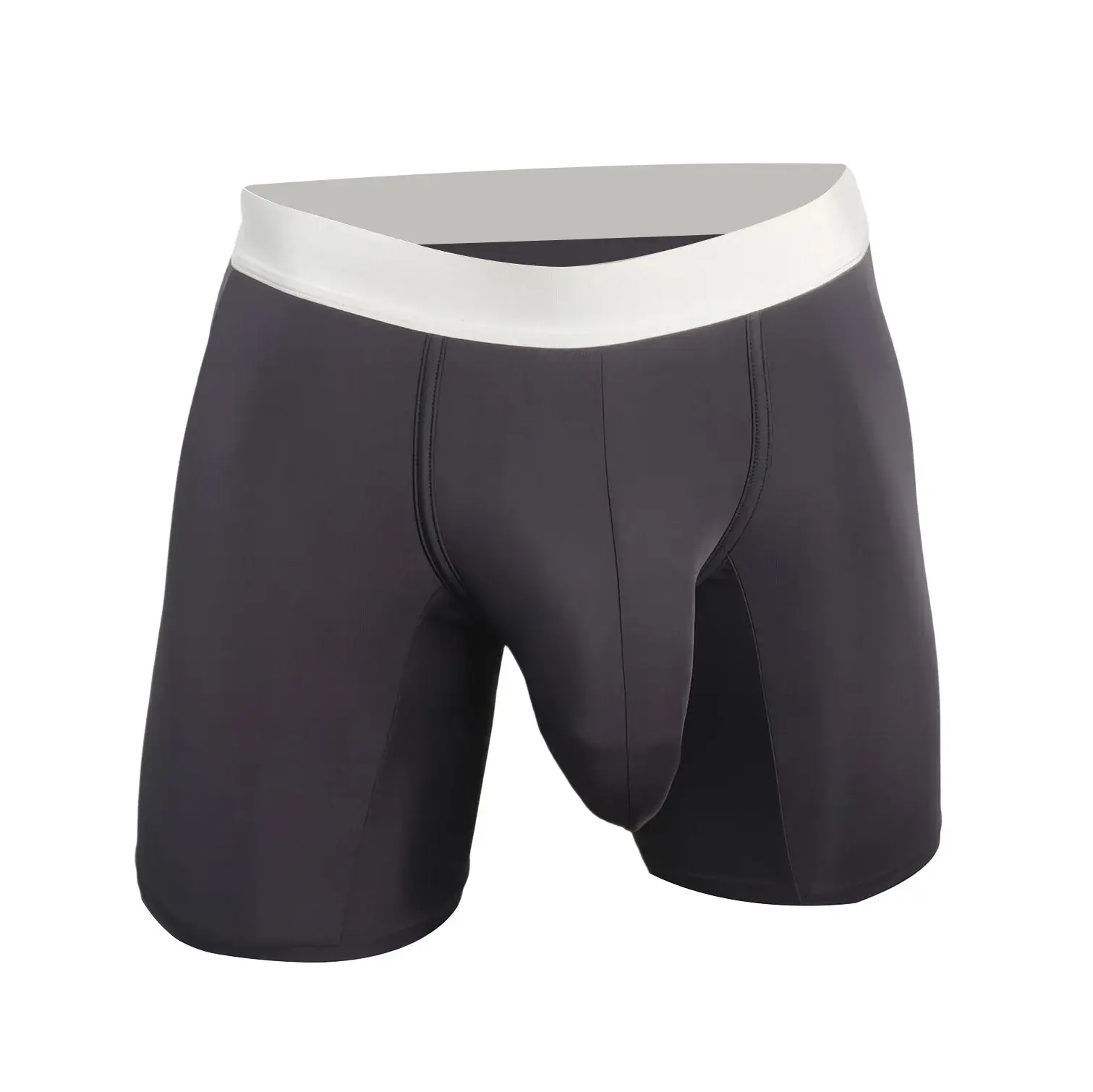 Men Ice Silk Boxer Briefs Deep U Convex Pouch Breathable Cool Quick Dry Sports Running Underwear Anti Chafe Seamless Underpants