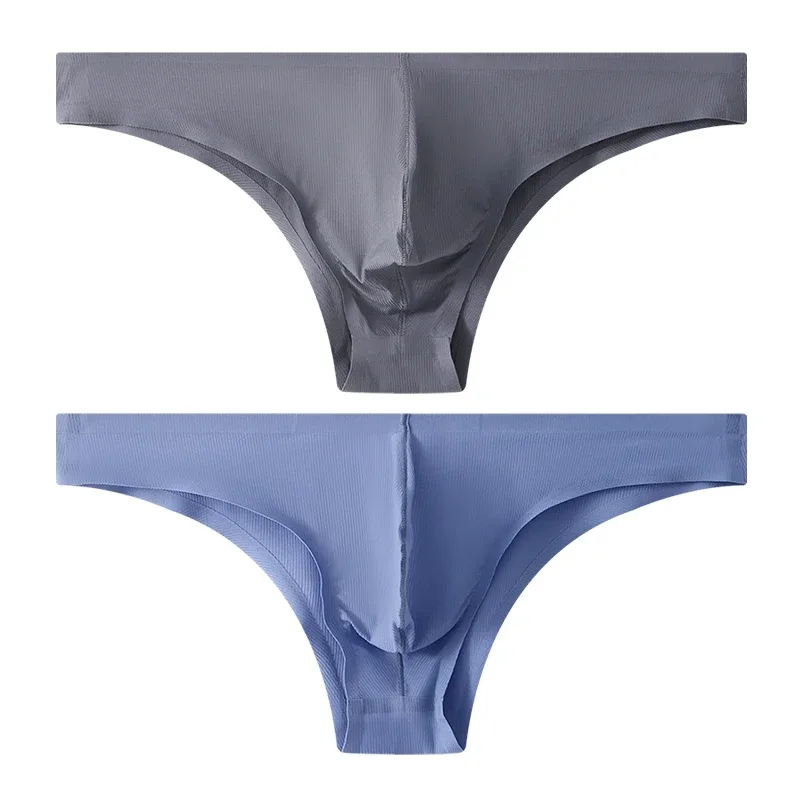 Half Hip Small Triangle Men's Underwear Low Waist Sexy Young Men Ice Silk Seamless Briefs Summer Lightweight Breathable Panties