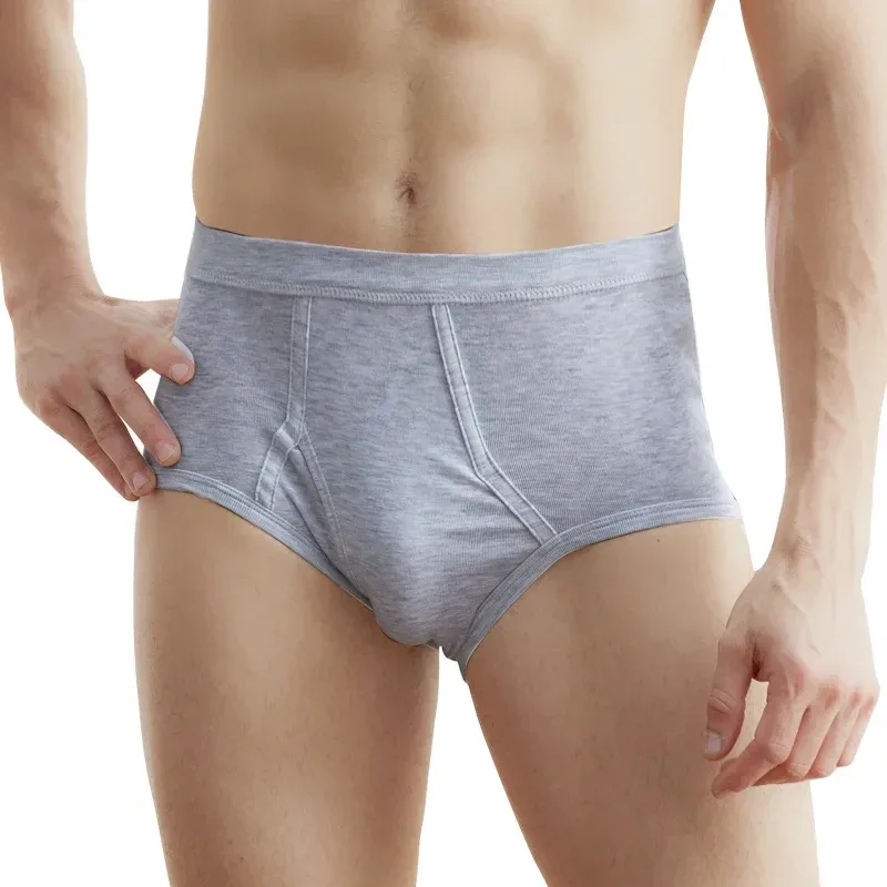 Solid Color Fat Plus Size Men's Underwear Mens Underpants 100% Cotton Comfortable Breathable Loose Large Size Men Briefs Panties