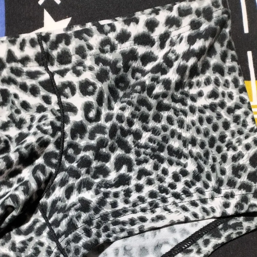 Hot Men's Low Waist Sexy Leopard Print Boxer Shorts Comfortable Summer Thin Male Trunk Underwear Plus Size