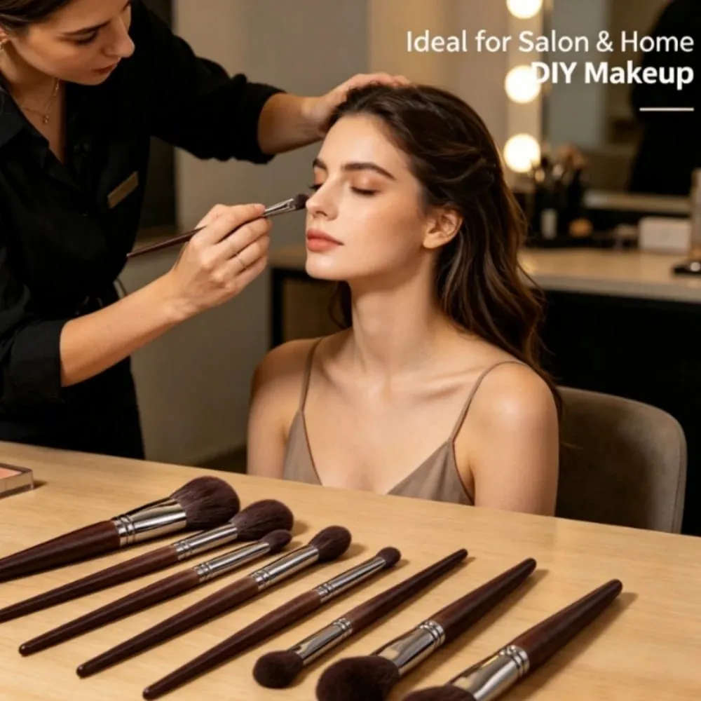 Set ng Makeup Brush na Natural na Buhok ng Kambing Professional Makeup Kit Blending Shader Smudging Cosmetic Brushes
