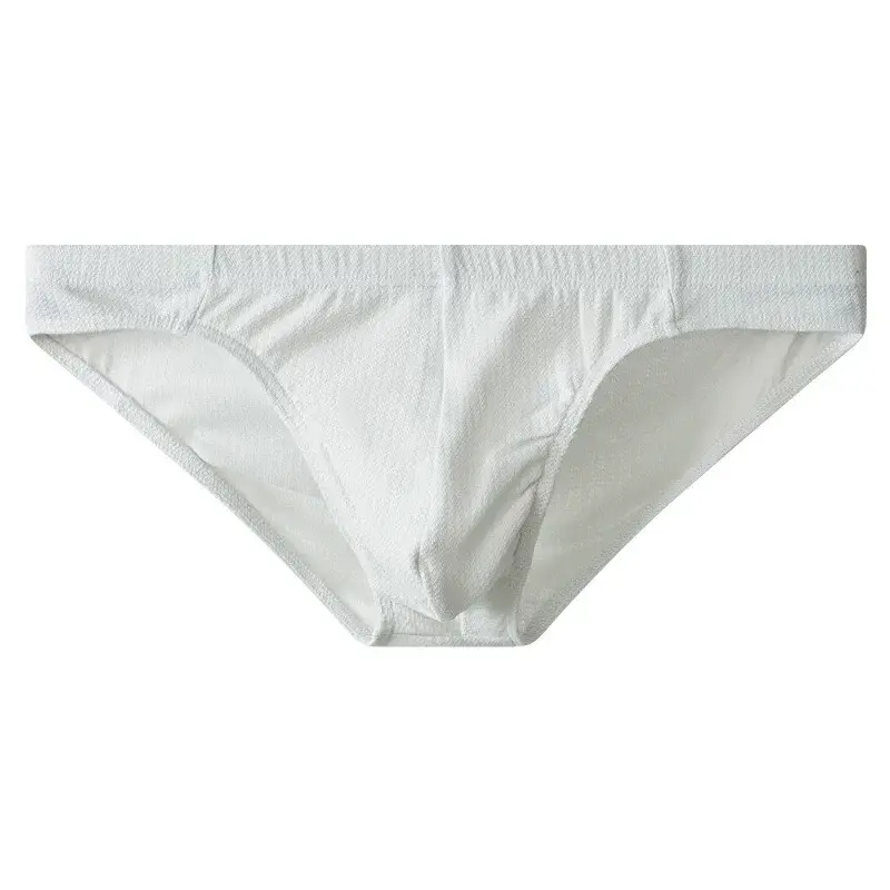 3-teiliges Herren-Slip-Set aus strukturierter Baumwolle mit niedriger Taille – minimalistische, einfarbige Unterwäsche (Beige/Weiß/Hellgrau)