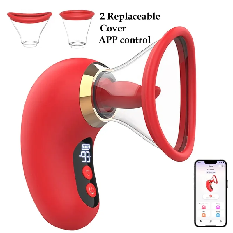Έλεγχος εφαρμογής Sucker Tongue Licking Vibrator Θηλές Clitoris Stimulator Αυνανιστής Γυναικείο Οργασμό Κόλπος σεξ παιχνίδι για γυναίκες