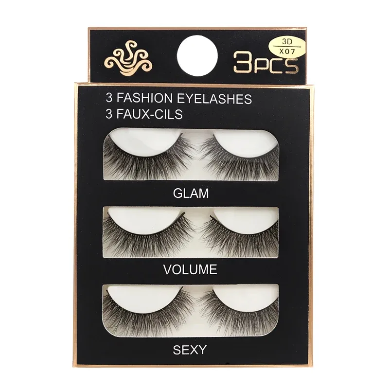Faux Cils 3 Pairs Ψεύτικες Βλεφαρίδες Φυσικές μακριές 3D Βιζόν Βλεφαρίδες Απαλές Αφράτες Χειροποίητες Ψεύτικες Βλεφαρίδες Εργαλεία Μακιγιάζ Ματιών Maquiagem