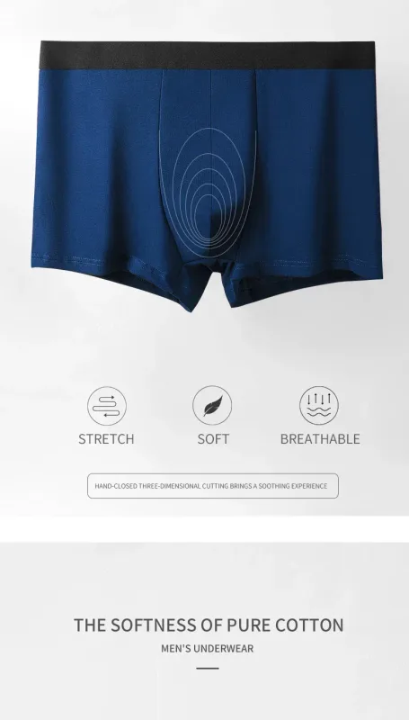 3PCS Pure Cotton Men's Underwear, Men's Boxer Briefs, Youth Pure Color Mid-Waist Boxer Briefs, Breathable Cotton Factory