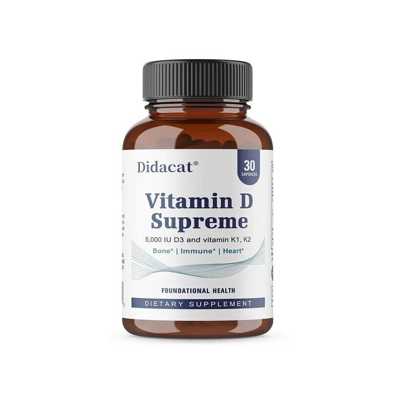 Vitamin D Supreme 5000 IU - Suportahan ang Immune System + Bone Health - Gluten Free Vitamin D3 Supplement na may Vitamin K