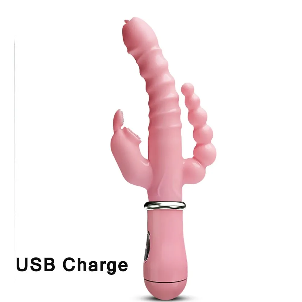 Vibrátor Erőteljes 3 az 1-ben Műpénisz Rabbit Vibrátor Vízálló Anális Clit Vibrátor Szexjátékok Női Párok Flörtöl Dildo Vibrátor