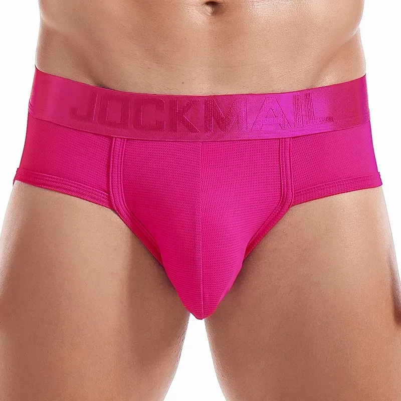 Jockmail Mens Underwear Briefs Mesh Breathable Sports Fitness Shorts Solid Color Sexy Low-rise Lingeries for Extreme Panties