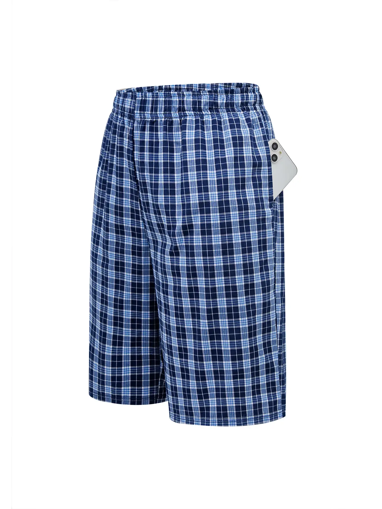 Men's Long Beach Flat Corner Pants Casual Checkered Elastic Waistband Comfortable Home Casual Sleeping Youth Boxing Pants Mens