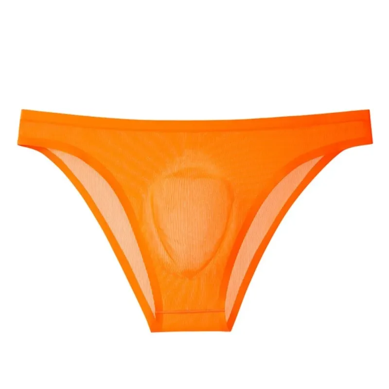Soft Ice Silk Men's Triangle Panties Lingerie Breathable Men Thin Briefs Solid Color Large Size Underwear for Men Male
