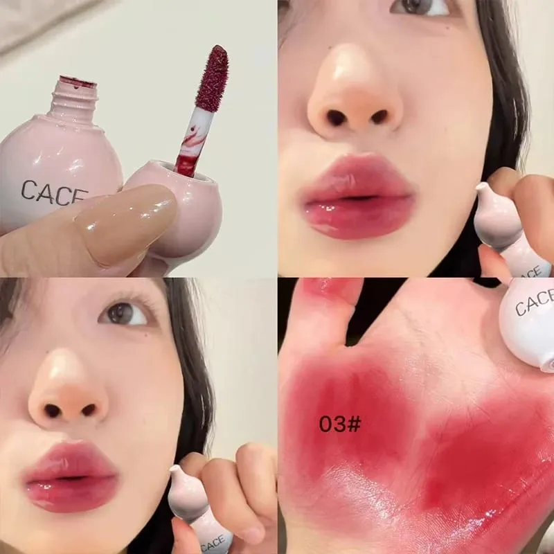 Mini Gourd Design Lip Glaze 3 Χρωμάτων Σετ Μακιγιάζ Διαρκείας Ενυδατικό Water Glass Lipgloss Tint Hydrating Lip Stain Cosmetic
