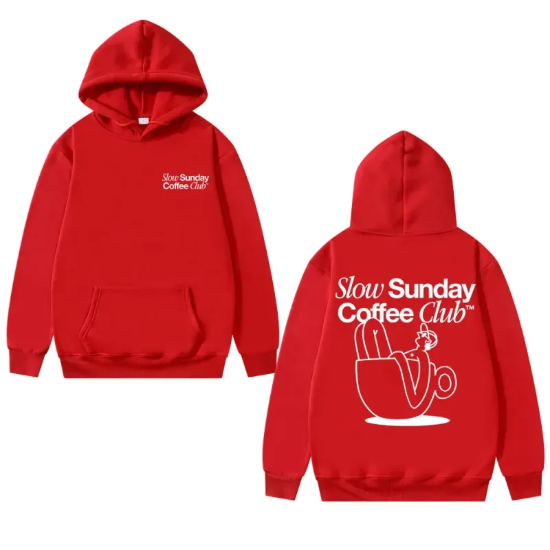 Unisex Slow Sunday Coffee Club Pull à capuche Funny Meme vintage Casual Streetwear Sweatshirt, plusieurs couleurs disponibles