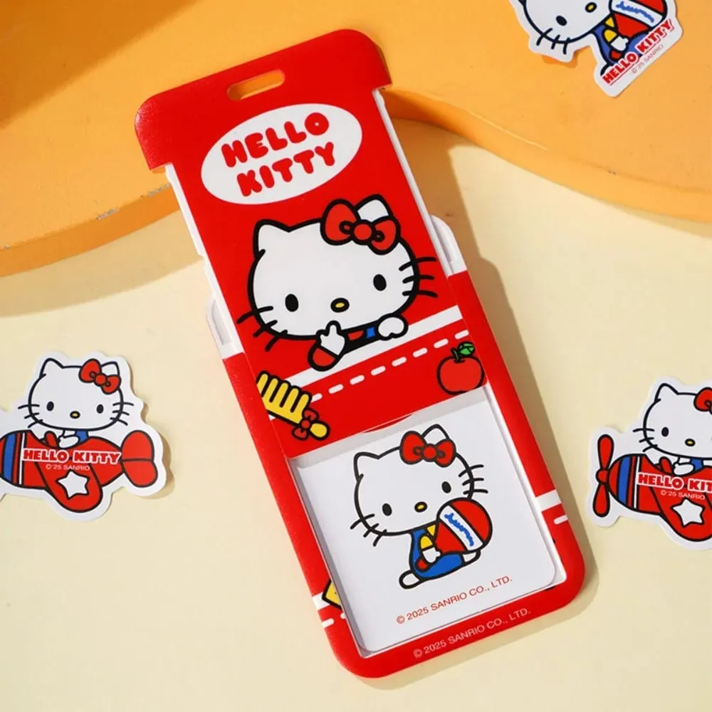 Asli Sanrio Hello Kitty Slide ID Tag Nama Identitas Pemegang Lencana Reel Kasus Izin Kerja Staf Karyawan Lulus Kartu Kerja Hadiah