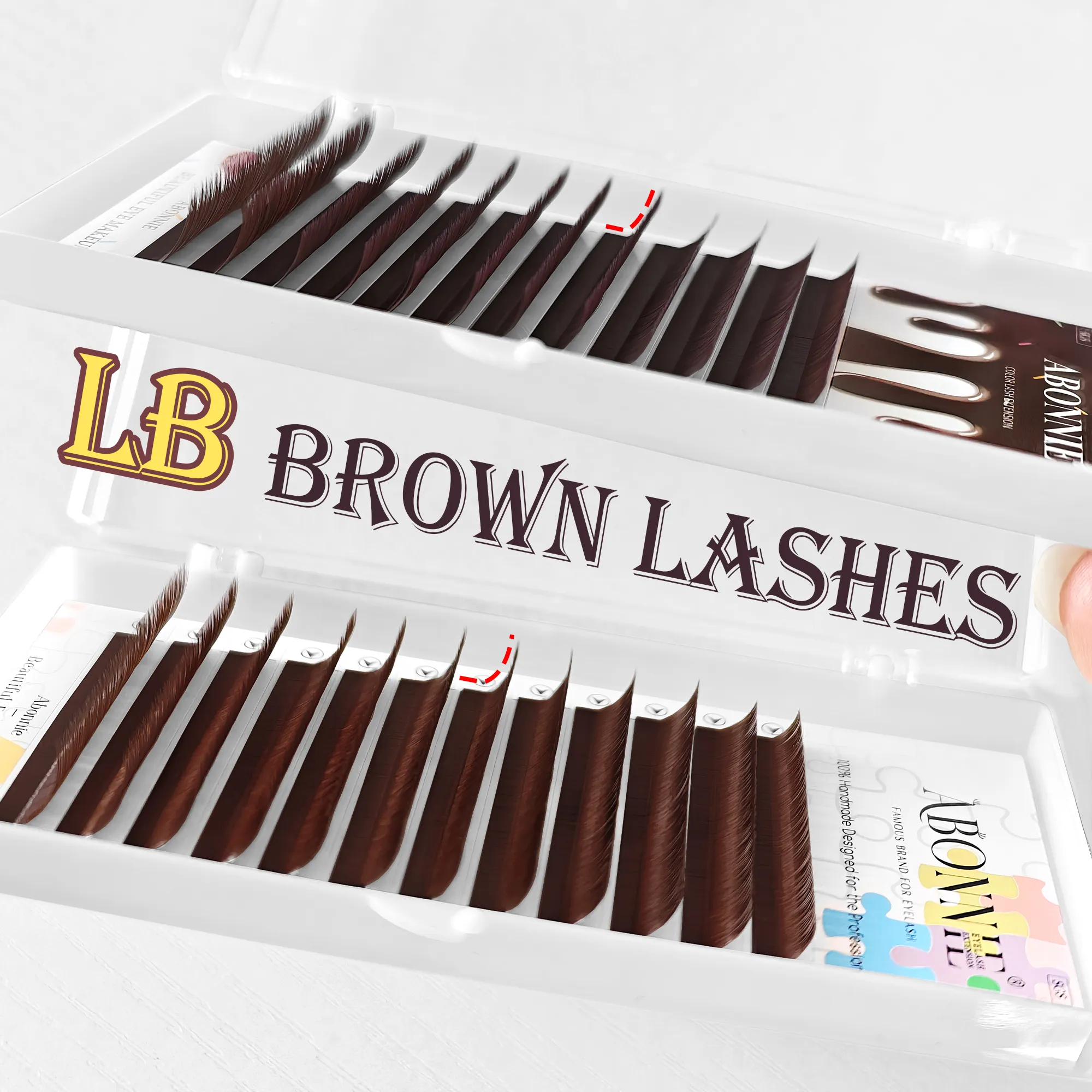 Abonnie LB Brown Lashes M Curl Classic Extension βλεφαρίδων Foxy Eye Lash Βλεφαρίδες κακάο Χρωματιστές βλεφαρίδες Χνουδωτές βλεφαρίδες
