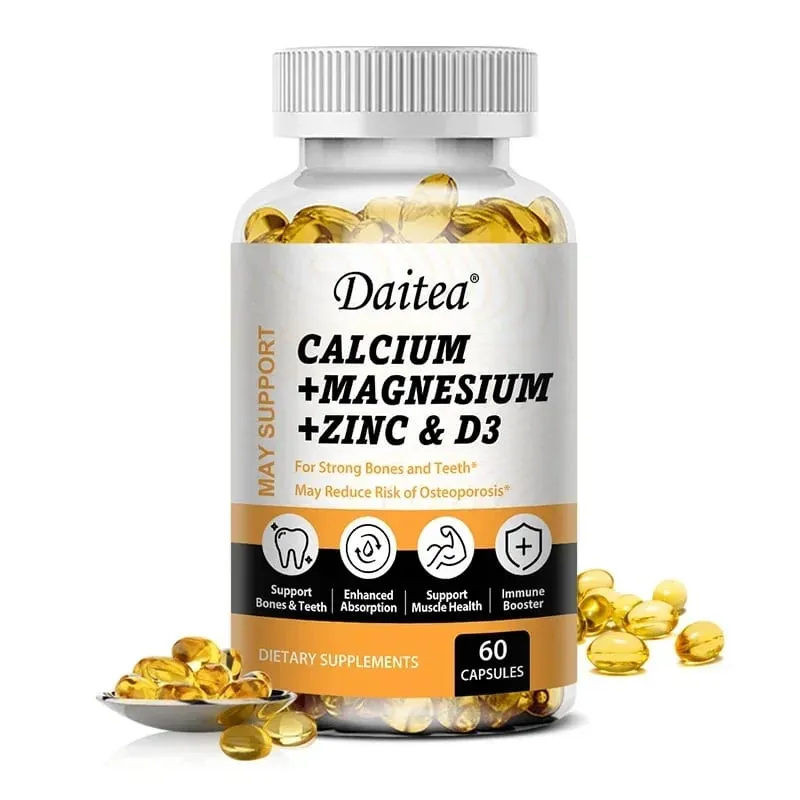 Daitea Calcium Magnesium Zinc Capsules Vitamin D3 helps support bones teeth heart and enhance immune system function.