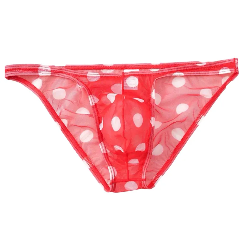 1pc Men Sexy Mesh Sheer Underwear Printed Brief Breathable Low Rise U Shape Pouch Panties Comfortable Lingerie