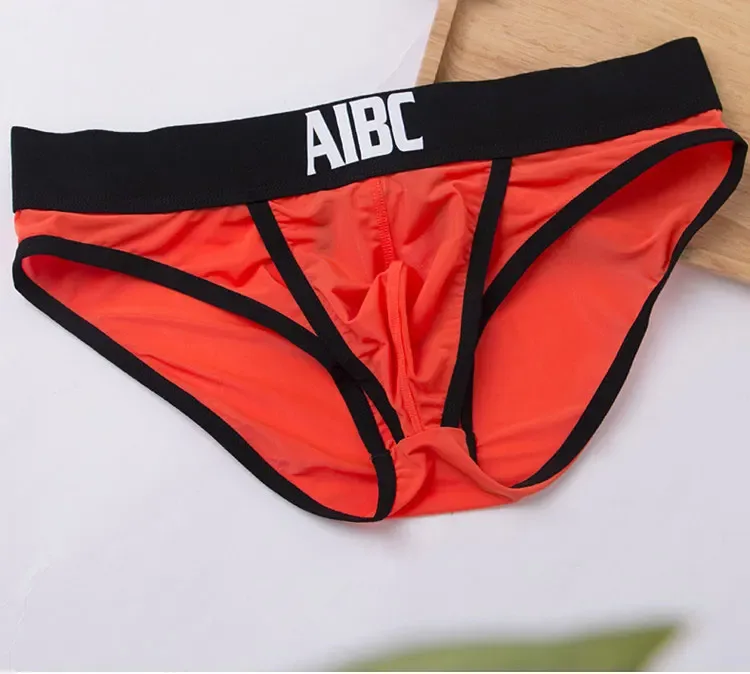 Ice Silk Underwear For Men Big Pouch Open Front Briefs Low Rise Underpants Gun Separation Breathable