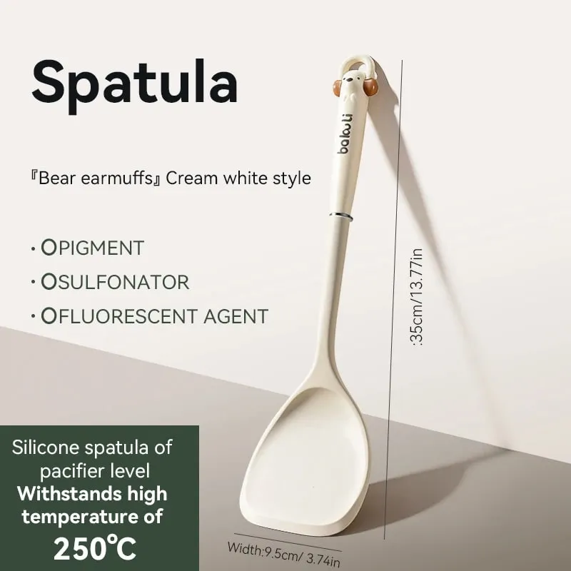 Új, továbbfejlesztett konyhai edény 3 részes készlet - Szilikon spatula rizs és leveses kanál hőálló, tapadásmentes főzőeszközök