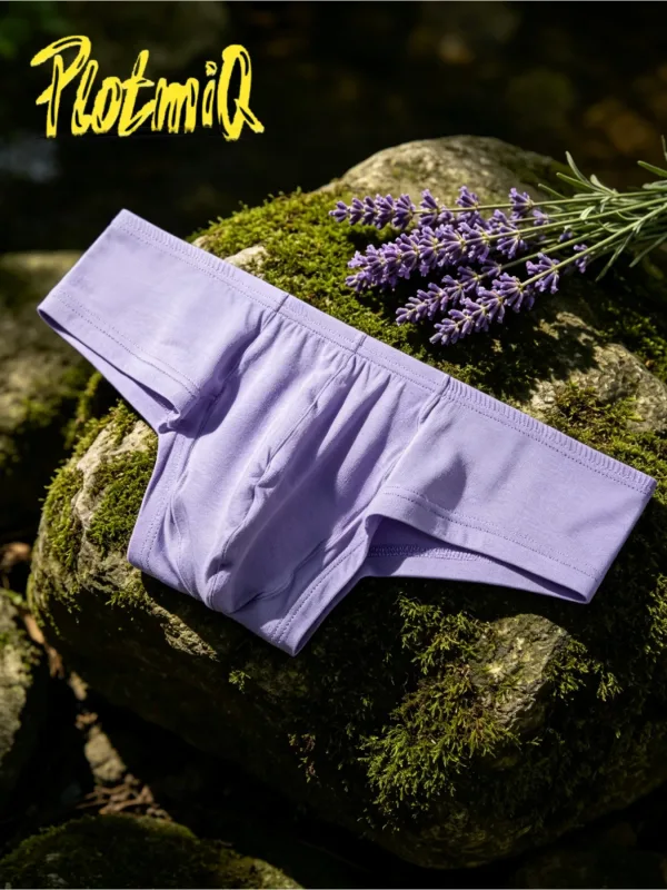 2PCS Low Rise Comfort Men Cotton Briefs Pink Soft Fabric Wide Waistband 3D Support Pouch Moisture Friendly Mens Underwear