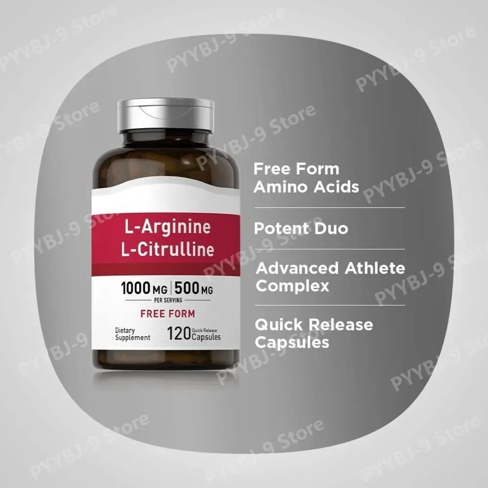 1500 mg L-αργινίνη & L-κιτρουλίνη ανά μερίδα Δωρεάν μορφή σύμπλεγμα αμινοξέων για άνδρες και γυναίκες 120 κάψουλες χωρίς γλουτένη χωρίς ΓΤΟ