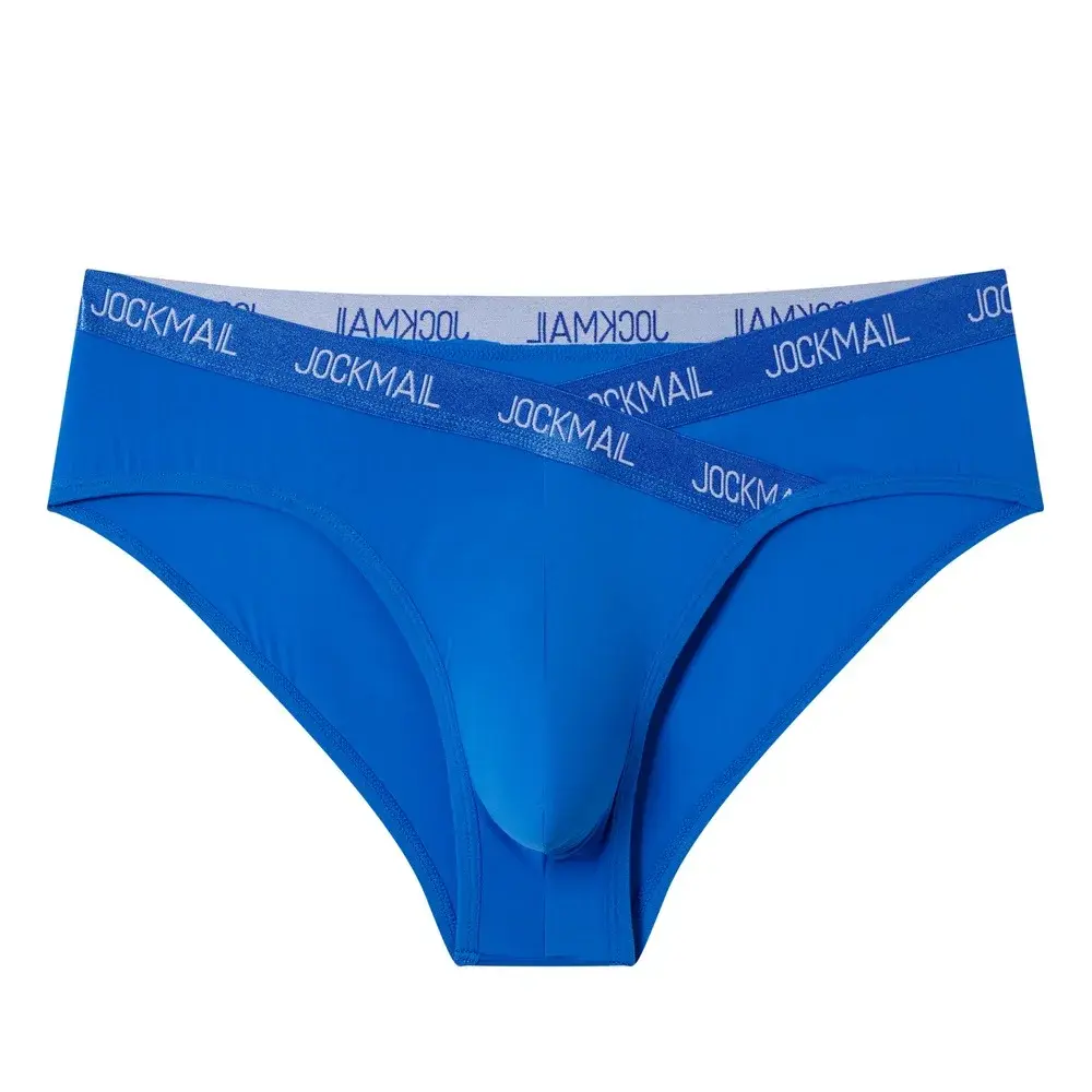 Jockmail Mens Underwear Low Waist Sexy Letter Sports Breathable Summer Ice Silk Briefs Big Bag Nylon Solid Color Man Panties