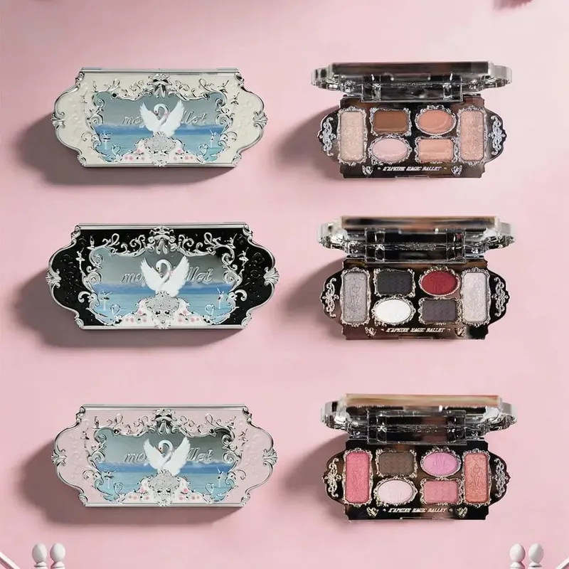 Πλήρες σετ Κιτ μακιγιάζ Swan Makeup Palette Pressed Powder Blush Lipstick Eyeshadow Palette Cute Cosmetic Gift Set