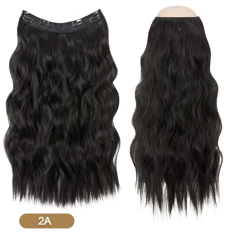 תוספות שיער חוט סינטטי סינטטי קליפס ארוך מתכוונן בגלי שיער סודי מתולתל לנשים שיער קו דגים