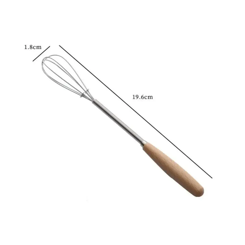 Multifunction Stainless Steel Egg Beater Wooden Handle Useful Mini Egg Whisk Portable Manual Egg Beater Baking