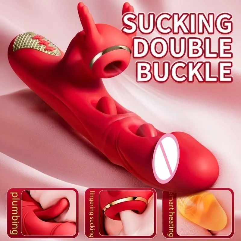 4in1 Thrusting Dildo Vibrator για γυναίκες Θερμαντικός Κηλιδωτής G Picking Clitoris Stimuler Κολπικό μασάζ Παιχνίδια σεξουαλικής επαφής Γυναικείο αυνανισμό