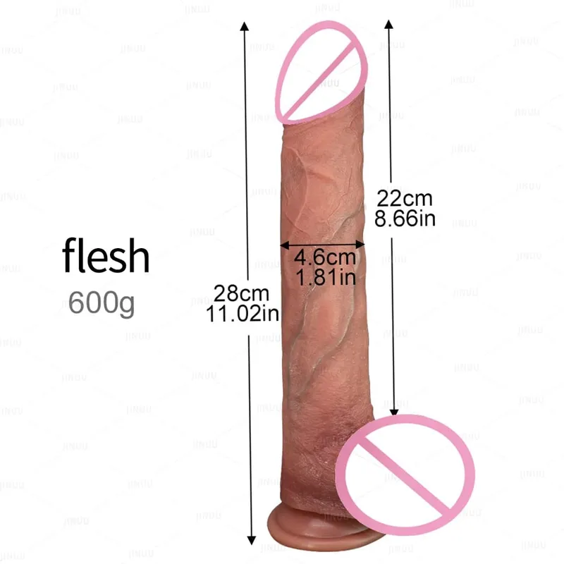 28 cm-es szuperpuha szilikon vibrátor tapadókoronggal, rugalmas G-pont pántos női férfiaknak leszbikus - hosszú pénisz szexjáték pároknak