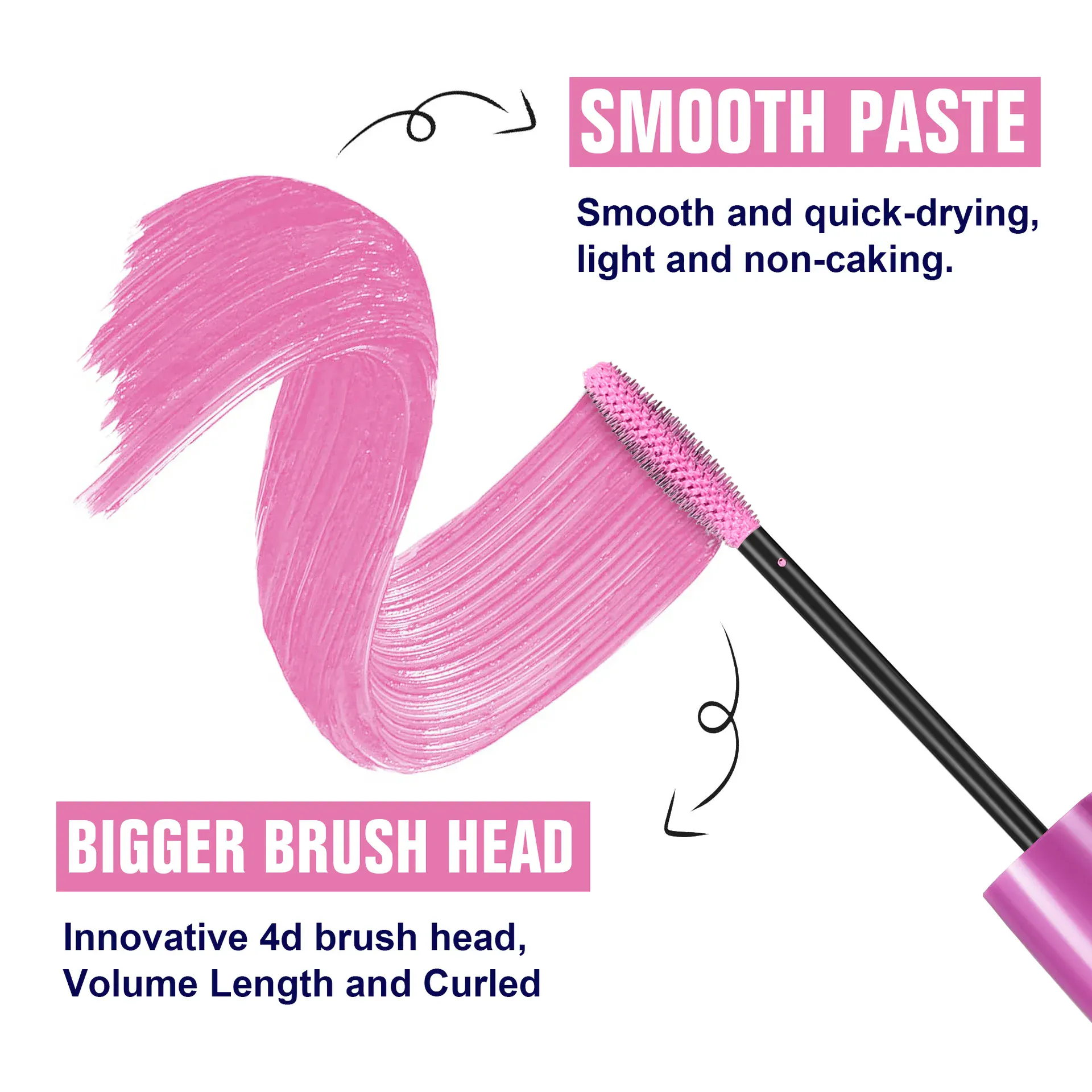 10 Χρώματα αδιάβροχη μάσκαρα όγκου Smudge-Proof Curling μακράς διαρκείας Sapphire Blue Pink Mascara for Eye Makeup Cosmetics