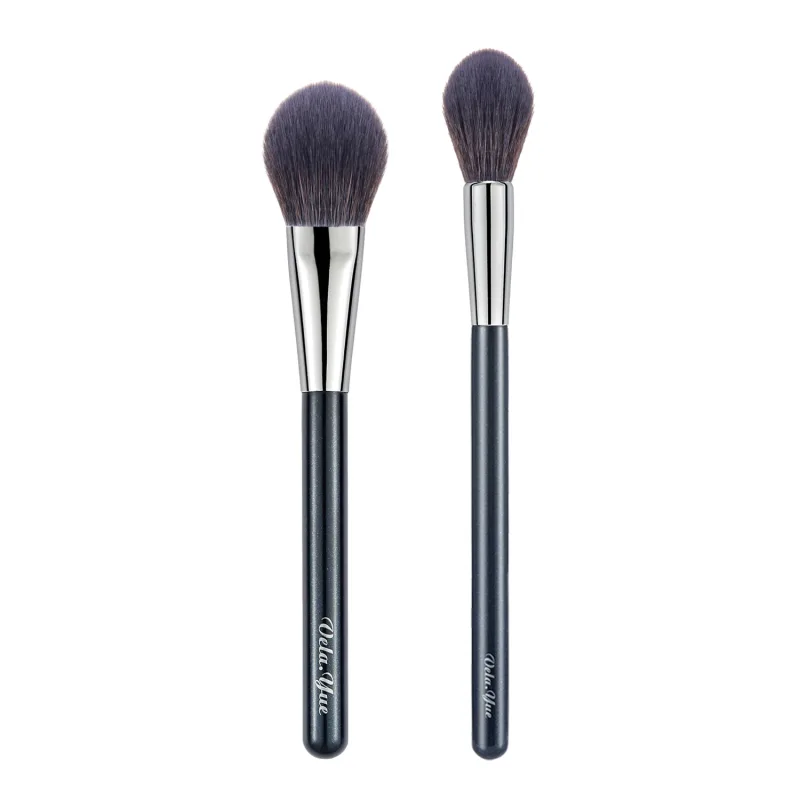 Vela.Yue 2 Buah Set Kuas Rias untuk Kit Alat Kecantikan Kosmetik Luminizer Highlighter Bedak Wajah