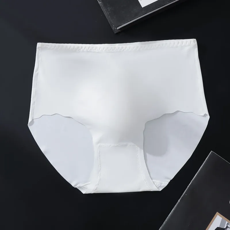 Men Ultra-Thin Briefs Seamless Ice Silk Plus Size Briefs 3D Bulge Pouch Solid Underwear High-Waisted Breathable Panties