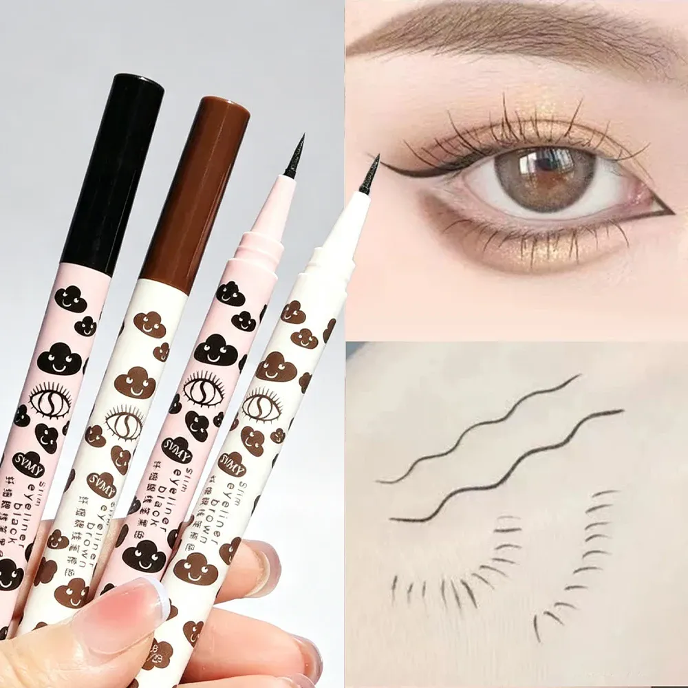 Pena Eyeliner Cair Matte Alami Ultra-tipis Pena Ulat Sutera Bulu Mata Bawah Cepat Kering Tahan Air Alat Rias Mata Halus Pigmen Tinggi