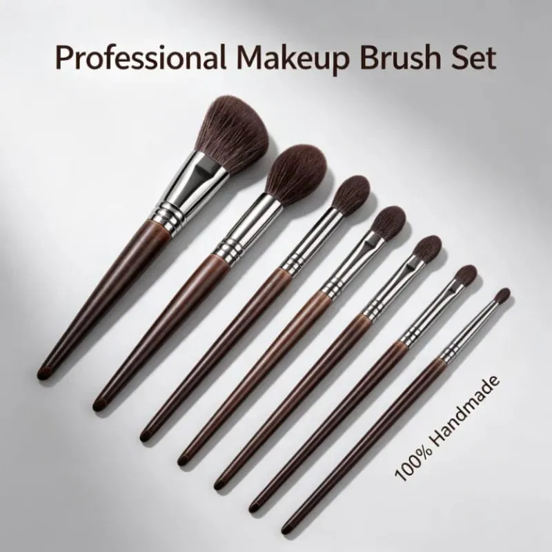 Set ng Makeup Brush na Natural na Buhok ng Kambing Professional Makeup Kit Blending Shader Smudging Cosmetic Brushes