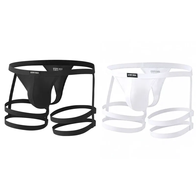 Mens breathable elastic thong briefs suspender low rise with U convex pouch design suitable for spring summer autumn winter