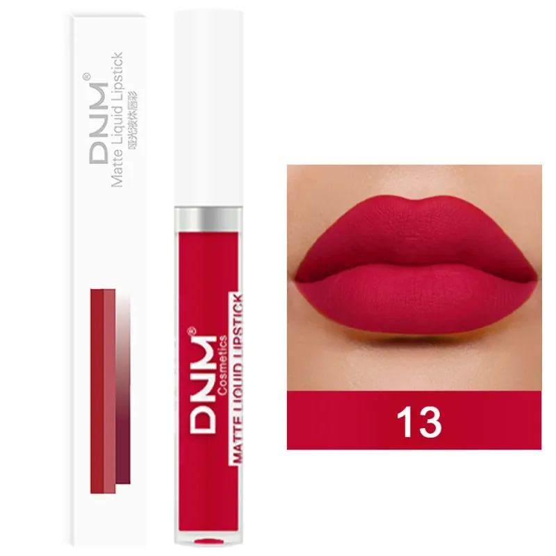 DNM 19 צבע שפתון נוזלי קטיפה מט עמיד למים לא קל לדהות איפור ליפגלוס סגול אדום עירום גוון שפתיים קוסמטיקה