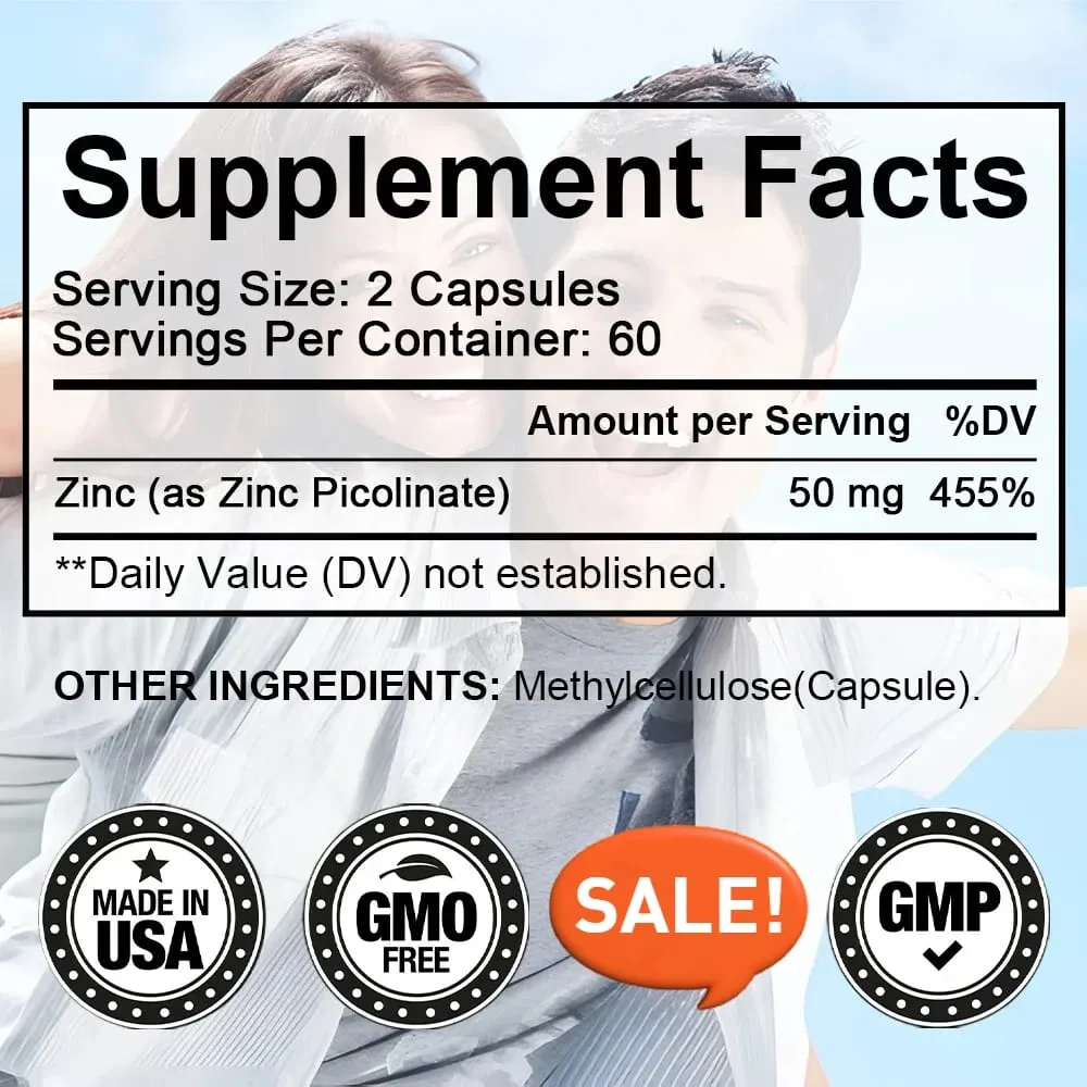 Viên nang kẽm 50 Mg - Bổ sung hỗ trợ da và móng tay miễn dịch chống oxy hóa tự nhiên Unisex