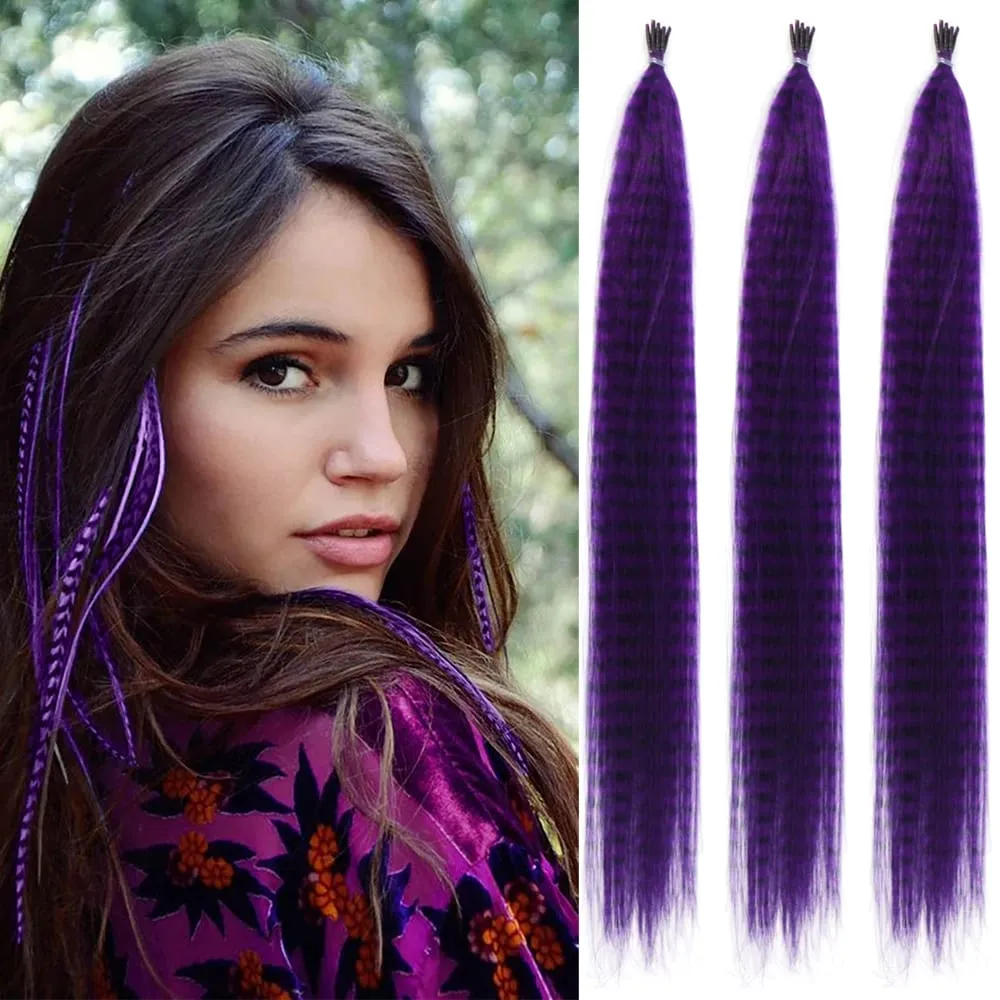 30roots Colored Synthetic Feather Ripe Extension μαλλιών 16 Inch I Tip Party Cosplay For Music Festival Halloween Christmas