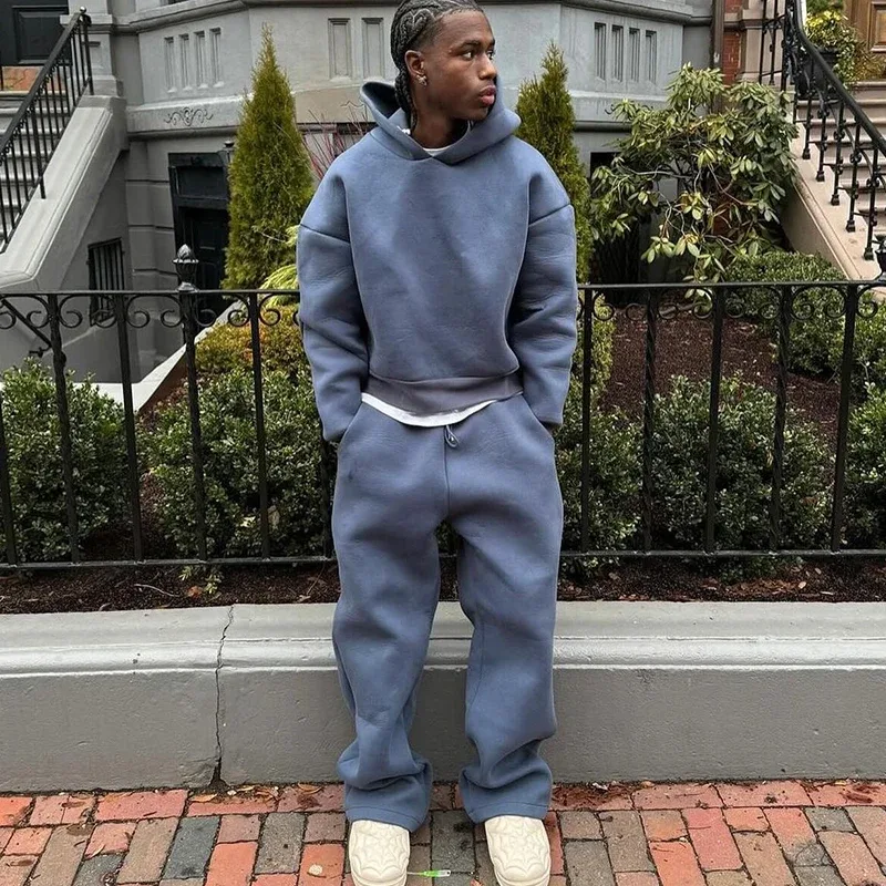 Männlich Herbst Neue 2 Stück Set Casual Solide Paar der Mit Kapuze Sweatshirt Lose Jogginghose Jogging Sweatshirt Hosen Outfits Anzüge