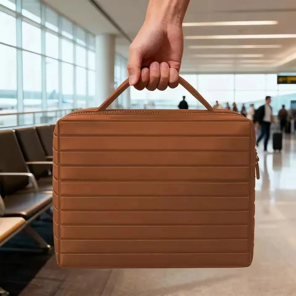 Tas Rias Perjalanan Lipat Bawah Tas Perlengkapan Mandi Besar Tahan Air Organizer Kosmetik Gantung dengan Kompartemen Tanpa Tumpah untuk Penggunaan Rias