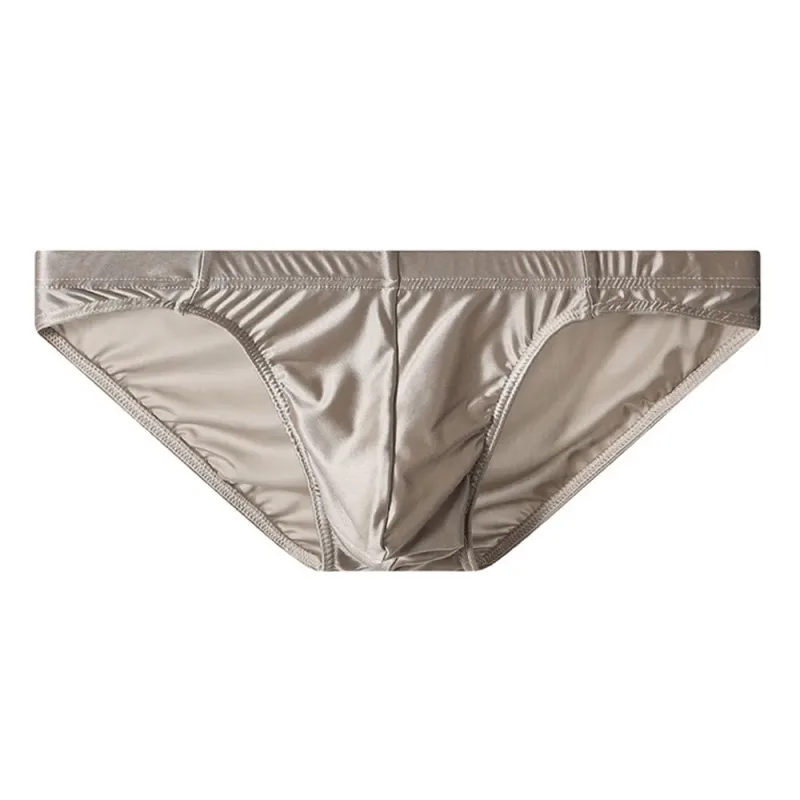 Men's Silky Satin Briefs Sexy Low Rise Underwear Soft Stretchy Bikini Panties Shiny Smooth Butt-lifting Briefs Fitness Underpant