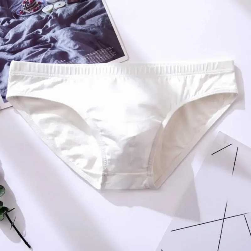 Cotton Briefs Adult Man Briefs Stretchy Breathable Solid Color Male Underwear Low Waist Cotton Underpants Plus Size Men Cotto