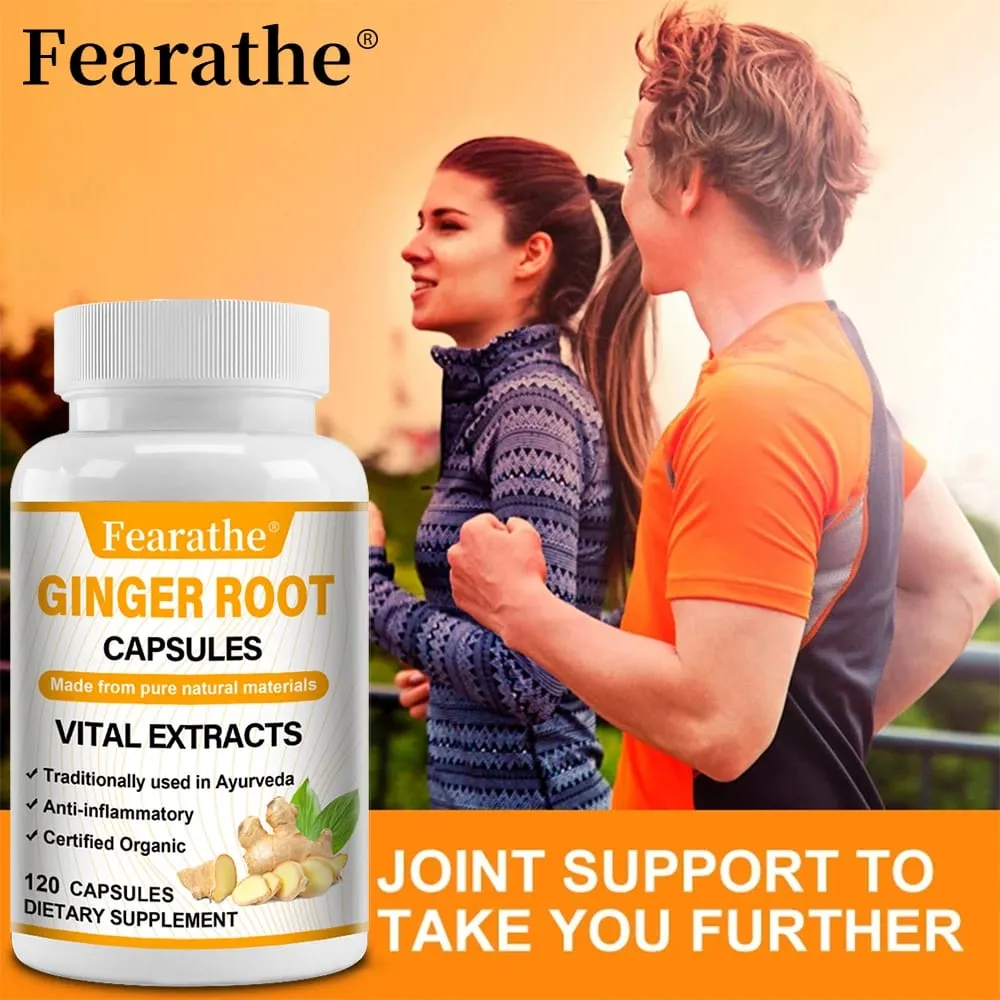 Organic Ginger Root Capsules 1200mg - with Black Pepper Extract For Joint Health Anti-Inflammation Muscle Immune Health
