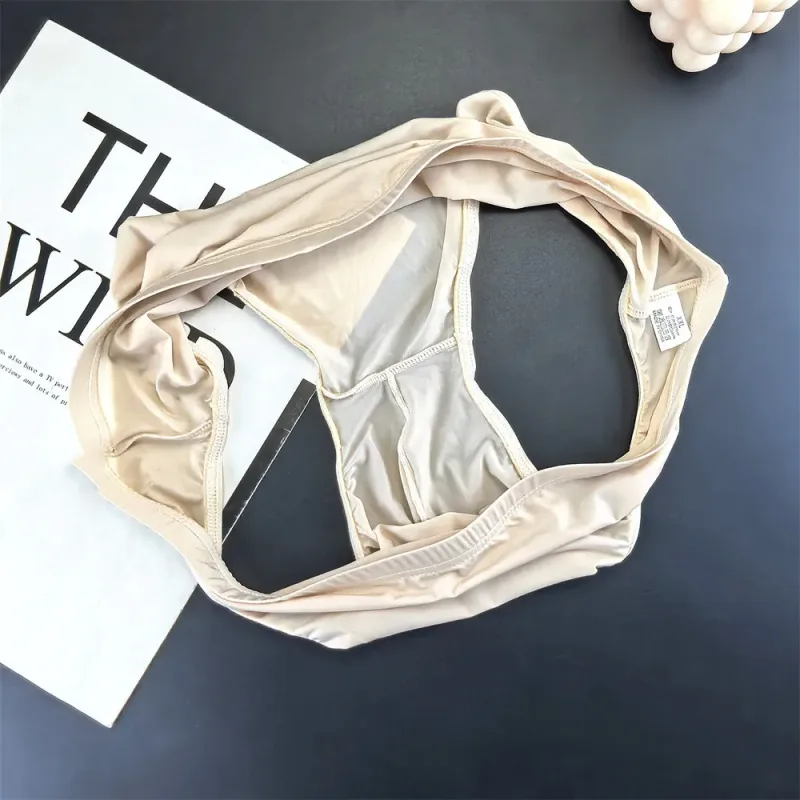 Business Men Ice Silk Briefs Quick Dry Seamless Nylon Male U Pouch Convex Underwear Sexy Plus Size Underpants Lingerie