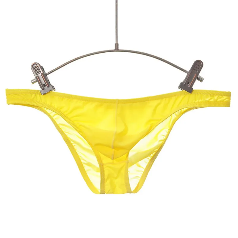 Mens Sexy Low-Waist Briefs Shorts See Through Pouch Underwear Ice Silk Underpant Bikinis Ultra Thin Panties Solid Comf Lingerie